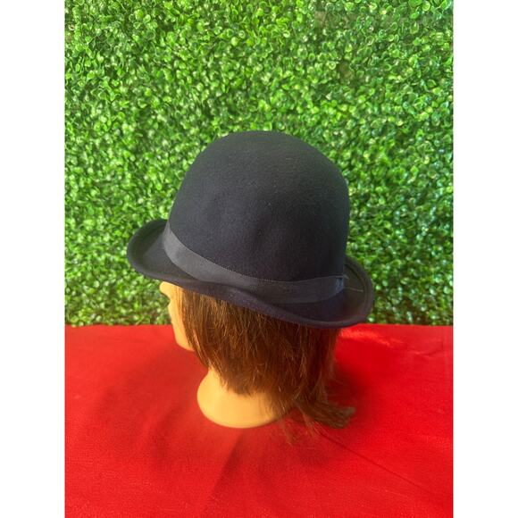 Vtg 1950s Glamour Felts Black Wool Derby Hat Terry Sales Corp NY Union Made main image 9